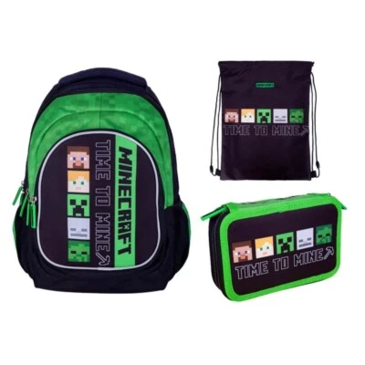 Minecraft Game Schulrucksack Rucksack Schulranzen Federtasche 3TLG - Bild 1 von 4