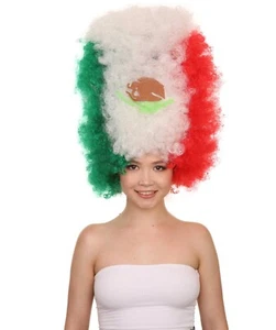 Womens World Cup National Mexico Flag Jumbo Afro Wig Soccer Fans Cheer HW-2895 - Picture 1 of 8