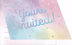 🌷NEW pack Of 8 Iridescent Folded Invitation CARDS “You’re Invited” - Picture 1 of 2
