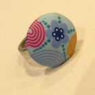 SWATCH BIJOUX Ring "Paint Circle" JRS036 Stainless Steel Blue Pink Flowers NEW