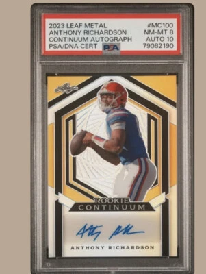 Anthony Richardson Rookie Auto 2023 Leaf Rookie Gold Continuum Auto SSP/87 PSA 8 - Image 1 of 2