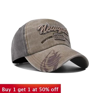 Adjustable Washed Cotton Peaked Cap Outdoor Sports Travel SunHat Baseball Cap - Picture 1 of 20