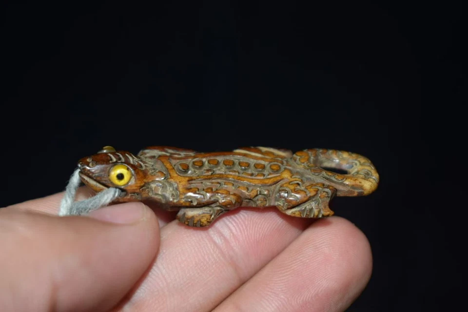 Тибет коллекционировать старый як кости резной фэн-шуй богатство ящерица зверь амулет подвеска - Изображение 1 из 4