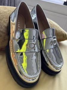 Coach Mirror Leder Metallic LEAH Halbschuhe. Größe 4 UK Neu mit Karton - Bild 1 von 8