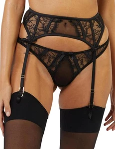 Playful Promises Fallon Suspender Belt PPSB3239 Sexy Semi Sheer Mesh Suspenders - Picture 1 of 6