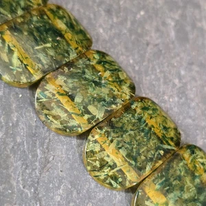 Oddball Art Deco grün durchscheinendes Konfetti Bakelit Catalin Gliederarmband - Bild 1 von 8