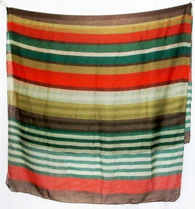 Large Scarf Wrap Multicolor Sheer Stripe Green Rust Brown Unbranded - Picture 1 of 1