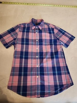 Camisa a cuadros rosa y azul con botones para niños talla pequeña Foto 1 de 3