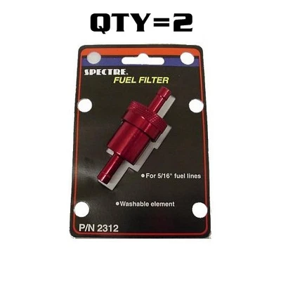 2 - Billet Aluminum 5/16" Fuel Gas Filters Re-Usable Washable Clean Element RED - Image 1 of 4
