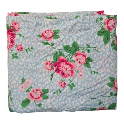 Betsey Johnson Blue Cheetah Roses Fabric Shower Curtain 72x72 Animal Print  - Image 1 of 3