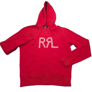 RRL Ralph Lauren verblasst rot Logo Fleece Baumwollmischung Hoodie Herren Größe Small - Bild 1 von 10