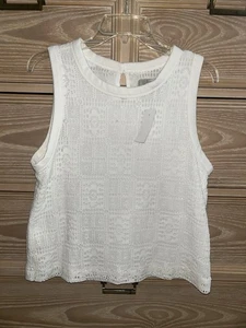 Nueva con etiquetas Camiseta sin mangas Loft Crochet blanca talla mediana - Imagen 1 de 4