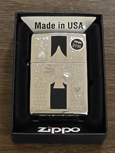 BRAND NEW! Zippo Ace of Spades High Polish Chrome Lighter 24196 FREE SHIPPING! - Picture 1 of 6