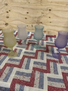 4 copas de vidrio esmeriladas estilo pastel Libbey vintage años 80 vástago en zig zag margarita - Imagen 1 de 13