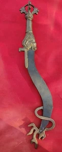 Spada rituale fiammeggiante drago buddista tibetano Khadga vintage 15,5" - Foto 1 di 17