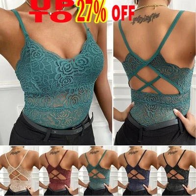 Ladies Bralette Crop Top Vest Bralet Bra Cami Bustier Lace Sexy Camisole Women - Image 1 of 4