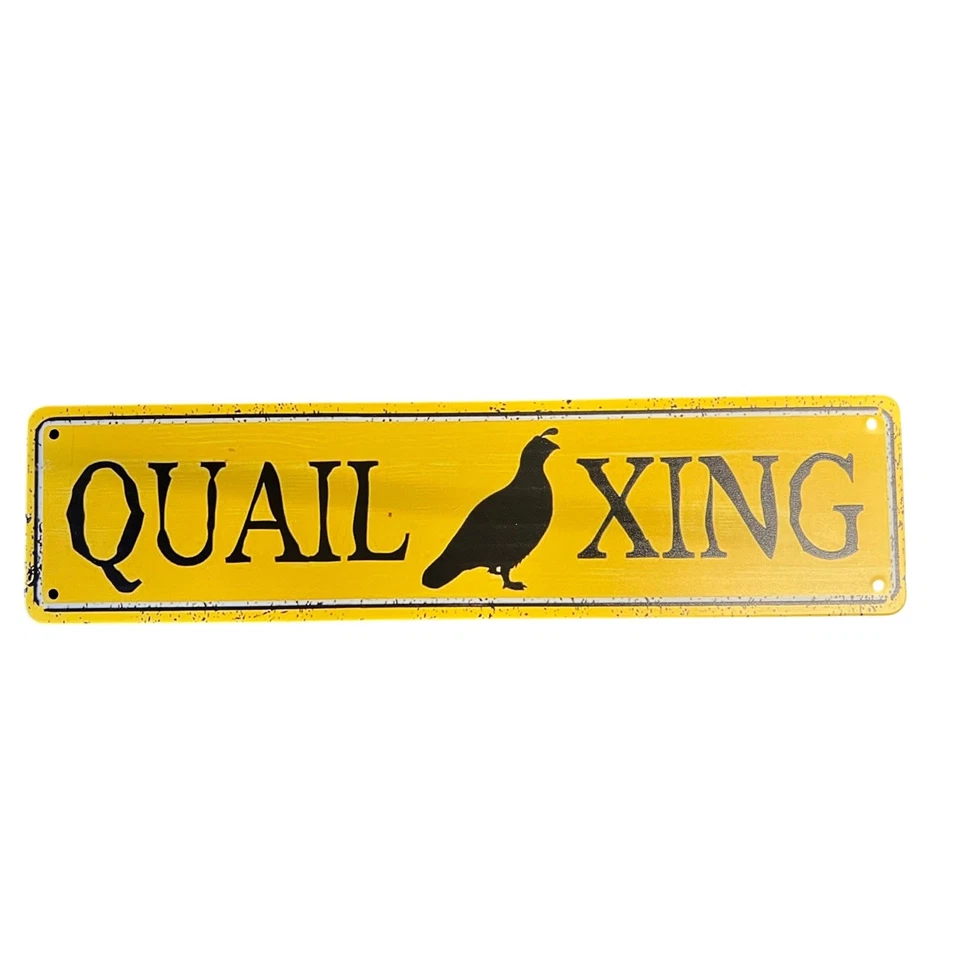 Quail Xing Metal Sign Yellow Black Bird Crossing Rustic Farmhouse Decor - Image 1 of 4