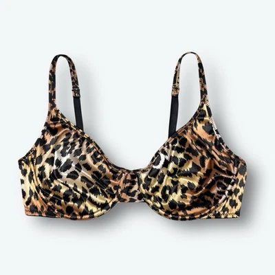 Second Skin Satin Bra Unlined Leopard Print 36C - Image 1 of 4