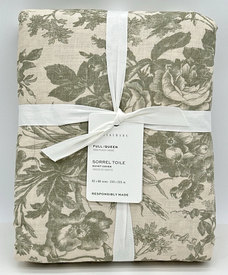 Pottery Barn ~ Funda nórdica Sorrel Toile ~ Reina completa ~ Verde Loden NUEVO Foto 1 de 1