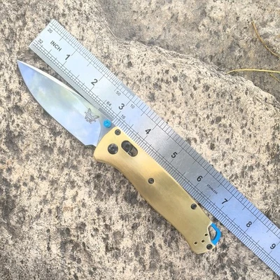 7.4"  535 S90V blade Copper handle tactical pocket folding tool knife Edc - Image 1 of 4