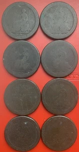 Great Britain ๐ฌ๐ง 8 Milled 1797 Cartwheel Pennies Worn - Picture 1 of 2