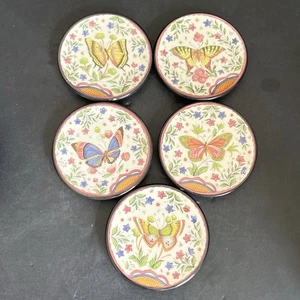 Vintage Ceraplat Keramik Deko Handarbeit Spanien 5 Wandteller Schmetterling Blumen - Bild 1 von 15