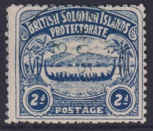 BRITISH SOLOMON IS. - 1907 2d 'INDIGO'  SG 3  FU Cv £32 [F0764] - Imagen 1 de 2
