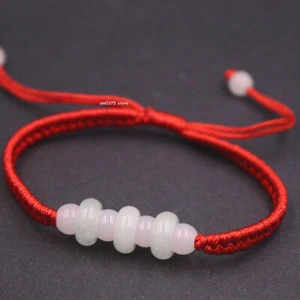 Natürliches A-Klasse Jadeit Jade Armband Damen rot Schnur Strickarmband 6 Zoll L - Bild 1 von 3