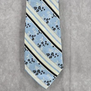 Bruno Piattelli Blue Stripe Floral Dots 100% Silk Men's Neck Tie NWOT - Picture 1 of 6
