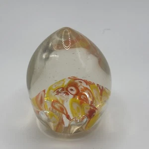 Pisapapeles de vidrio burbuja naranja transparente soplado a mano vintage receptor de luz T231 - Imagen 1 de 16