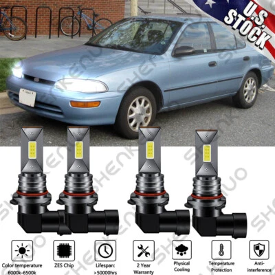 Fit LED 车头灯套件 Hi & Lo 灯泡适用于 Geo Prizm 1993 - 1997 4 件套替换灯 — 第 1/4 张图片