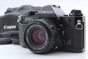 Read [N MINT]  Canon AE-1 Program Black 35mm SLR Film Camera NFD 50mm F1.8 JAPAN