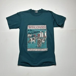 Vintage 1995 Wisonsin America's Dairyland T-Shirt Grafik grün Gr. Small - Bild 1 von 4