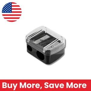 Double-Hole Pencil Sharpener with Lid for Eyebrow, Lip & Eyeliner Pencils - Picture 1 of 6