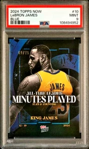 LeBron James BLUE #/75 2024 Topps Now #10 All-Time Leading Minutes Played PSA 9 - Picture 1 of 3