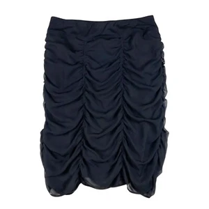 XCVI Women's Black Polyester Chiffon Ruched Midi Skirt XL - Picture 1 of 7