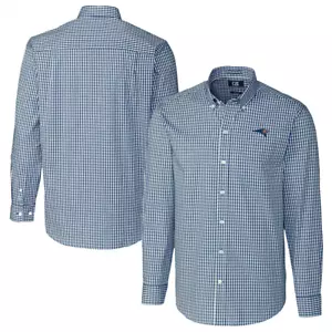 New England Patriots Cutter & Buck Big & Tall 4XB Gingham Long Sleeve Shirt NWT - Picture 1 of 3
