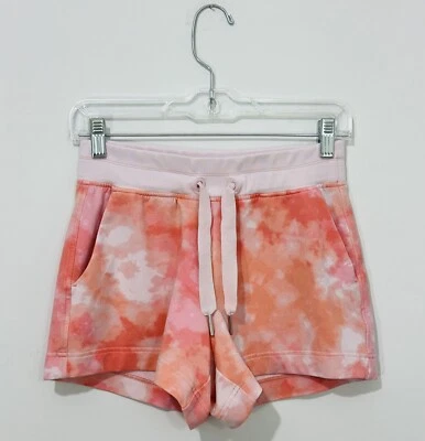 Шорты женские с принтом Athleta Balance XS хлопок персиковые розовые с карманами на шнурке - Изображение 1 из 4