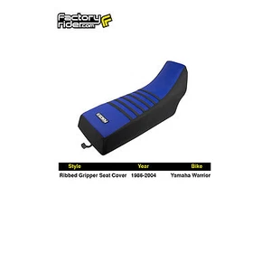 1986-2004 Yamaha Warrior Seat Cover BLACK SIDES / BLUE TOP / BLACK RIBS #111 - Bild 1 von 4