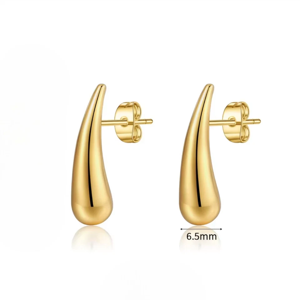 Pendientes lágrima de oro estrecho Foto 1 de 1