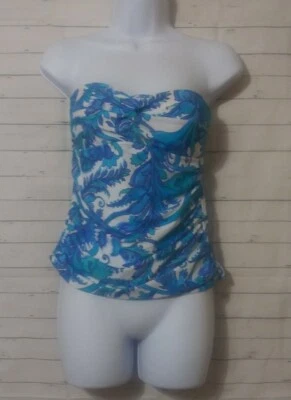 Traje de baño Tankini sin tirantes floral azul CHAPS para mujer, talla 8 Foto 1 de 4