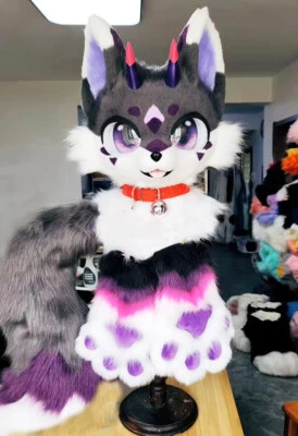 Fursuit Husky Fox Mascot (head + PAWS + Tail)) Halloween Party Fur Cosplay 03# - Image 1 of 4