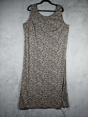 Kathie Lee Woman Sleeveless Side Slits Maxi Stretch Dress Cheetah Print Size 18W - Image 1 of 4