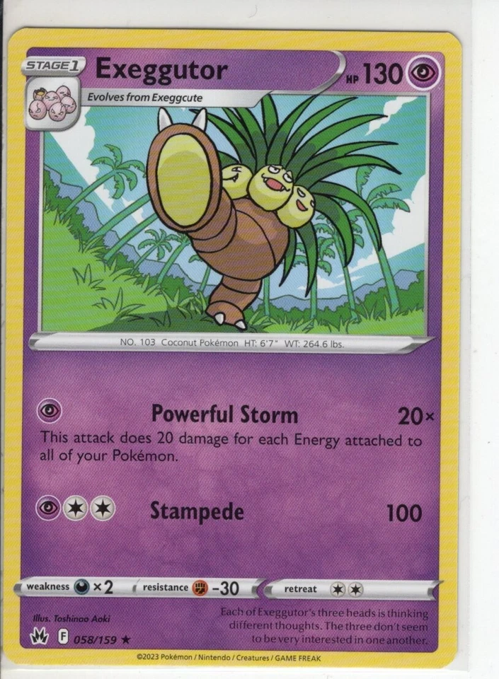EXEGGUTOR CROWN ZENITH SET RARE NON HOLO-FOIL POKEMON CARD 058/159 NM/M - Image 1 of 1