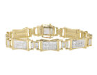 Men's 10K Yellow Gold Genuine Diamond Block Link Statement Bracelet 8.5" 2 Ct