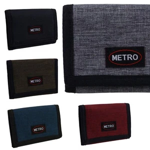 Metro Mens Boys Canvas Tri-Fold Cash & Card Wallet - Picture 1 of 22