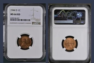 1944-D Lincoln Head Cent Wheat Penny Denver Mint MS 66 RD NGC - Picture 1 of 1