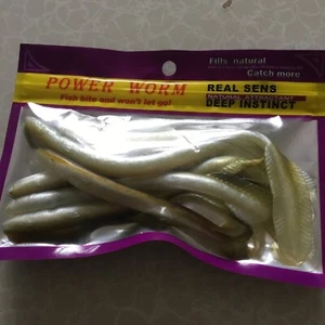 Sea fishing lures jelly worms Cod Pollock Bass Scented 6” Scented Power Worm - Picture 1 of 5