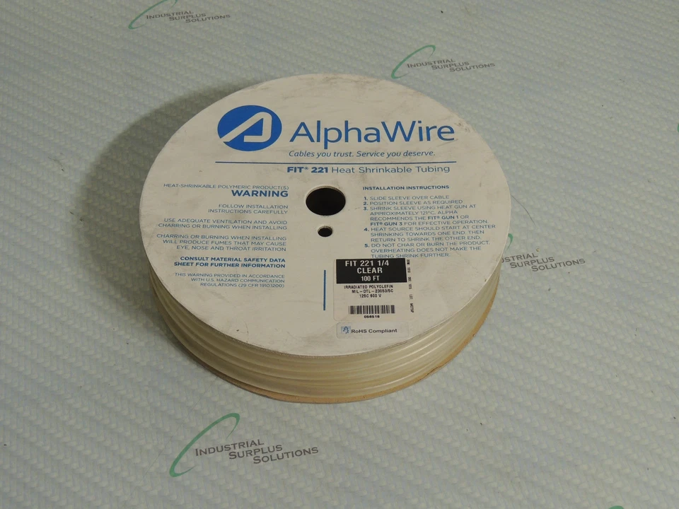 ALPHAWIRE MIL-DTL-23053/5C HEAT SHRINK TUBING FIT221 1/4" DIAMETER 100' CLEAR - Image 1 of 1