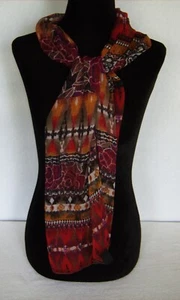 Abstract Floral Scarf 100% Polyester Silk Feel Muliticolor Print 59"x 14" - Picture 1 of 5